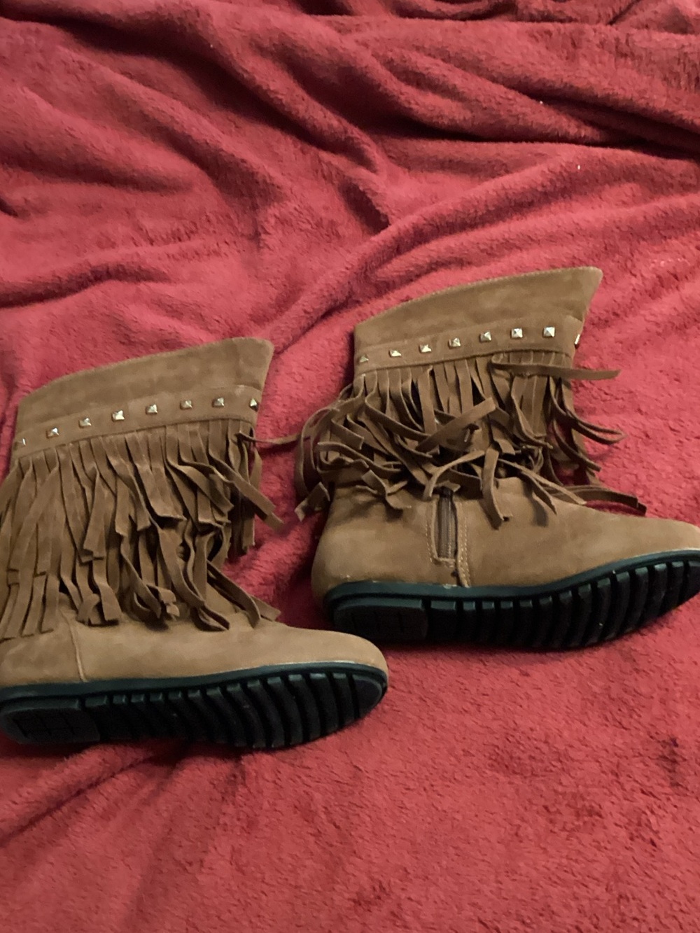 Girls Boots Fringed and Studded. Worn once. Size 1 - Picture 2 of 4